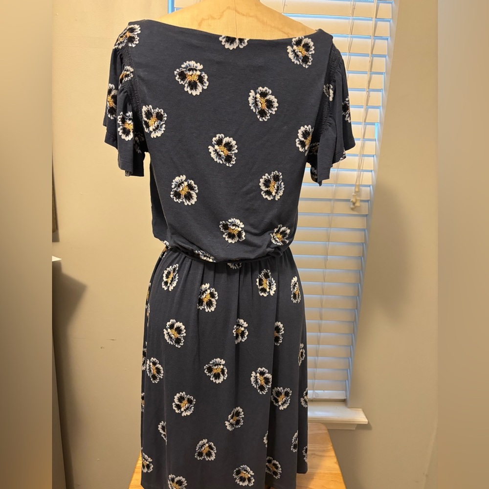 LOFT Navy Floral Midi Dress - Picture 2 of 4